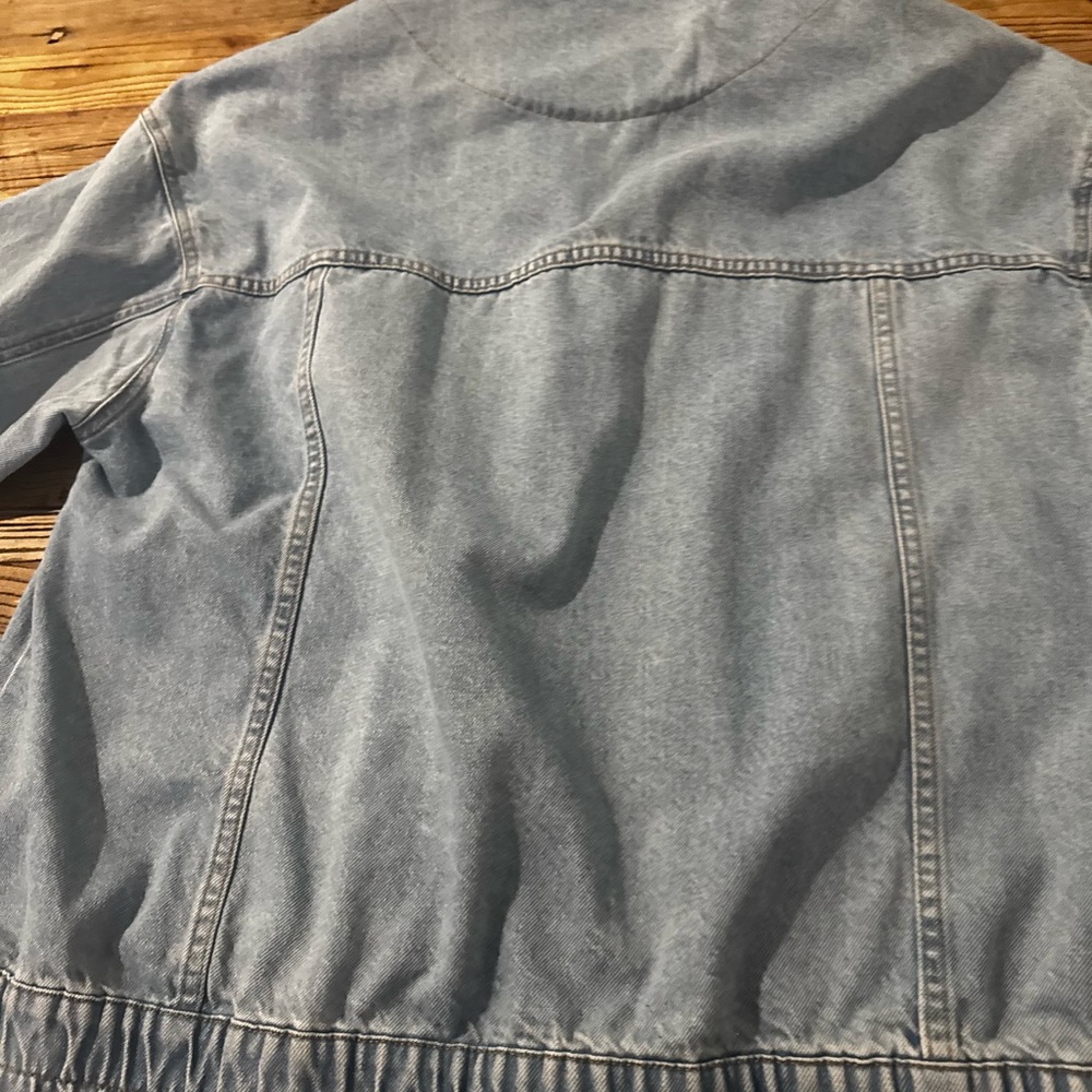 Free People Blue Denim Jacket with Cream Sherpa Collar - Picture 8 of 9